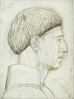 Retrato de perfil de Alfonso V dibujado por Pisanello en el Codex Vallardi
