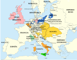 Mapa de Europa tras Utrecht