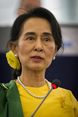 Entrega del premio Sakharov a Aung San Suu Kyi.