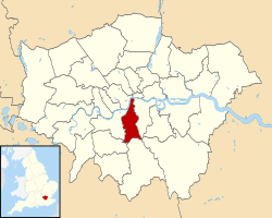 Mapa de localización del municipio de Lambeth dentro del Gran Londres