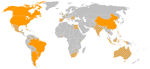 Mapa conceptual y gráfico que muestra los países que producen más del 90 por ciento de los OGM
