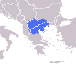 Mapa histórico de la región de Macedonia en el sudeste de Europa