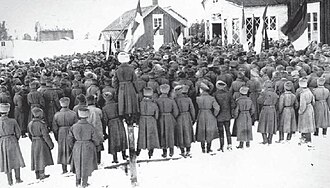 Reunión de soldados revolucionarios en Finlandia.