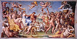 Detalle del mural El triunfo de Baco y Ariadna de Aníbal Carracci