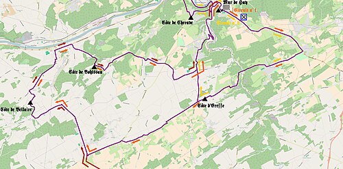 Altimetría y perfil del recorrido de la Flecha Valona 2015