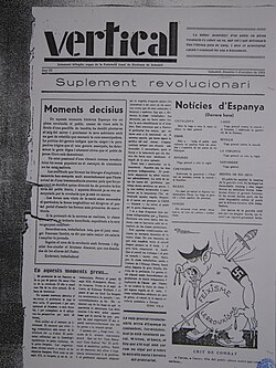 Suplemento revolucionario del Vertical, publicado en Cataluña el 6 de octubre de 1934