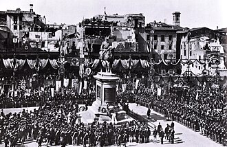 Inauguración del monumento en 1890 con el entorno todavía en obras
