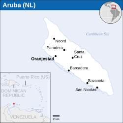 Vista esquemática y cartográfica de la zona de Oranjestad