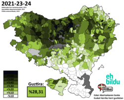 Mapa de distribución de votos de la izquierda abertzale.