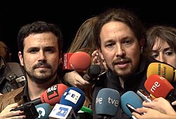 Alberto Garzón y Pablo Iglesias en 2016