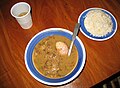 Detalle de la sopa de guandú servida