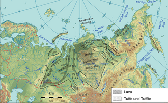 Mapa de la extensión de las traps siberianas