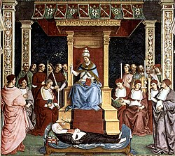 Fresco histórico que representa la canonización de la santa.