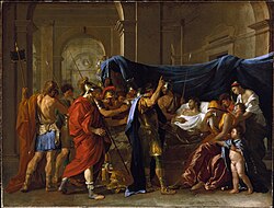 La muerte de Germánico pintada por Poussin en 1628