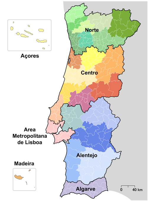 Representación territorial y estadística en Portugal