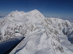 Ruta West Buttress en vista aérea
