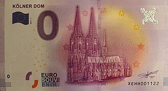 Billete de 0 euros con la Catedral de Colonia