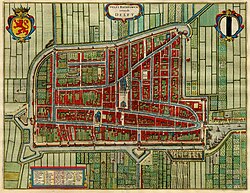 Plano histórico de la ciudad de Delft en 1649 por Joan Blaeu