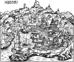 Mapa histórico de Génova en 1493