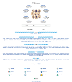 Captura de pantalla de la página de inicio de wiktionary.org