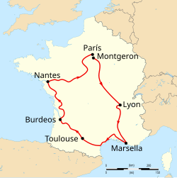 Mapa de la ruta de la carrera del Tour de Francia 1903