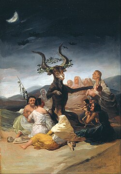 Composición pictórica de la obra El aquelarre de Francisco de Goya.