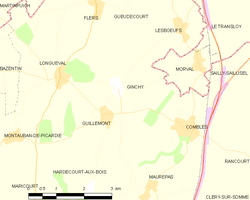 Representación cartográfica y datos territoriales de Ginchy