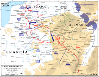 Mapa de las ofensivas aliadas finales en el frente occidental de 1918