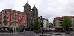Plaza triangular de Vesterbro (Vesterbros Torv) situada en Vesterbrogade y Gasværksvej en Copenhague.