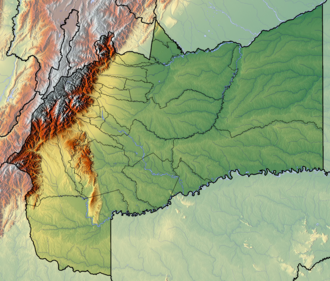 Mapa de ubicación de la Sierra de la Macarena en el departamento del Meta