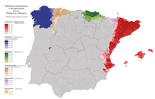 Porcentaje de conocimiento de lenguas cooficiales