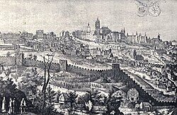 Representación histórica del Castillo de Praga en el año 1607