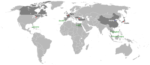 Mapa de las ciudades aspirantes a los Juegos Olímpicos de 2008