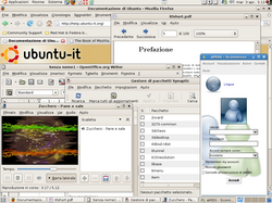 Pantalla de una computadora con varios programas traducidos al italiano