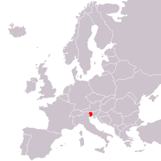 Mapa de distribución del friulano en Europa