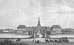 El palacio de Hirschholm en una representación histórica