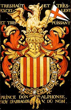Escudo de armas del rey Alfonso V de Aragón como caballero de la Orden del Toisón de Oro