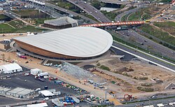 Velódromo de Londres visto desde el exterior en abril de 2012