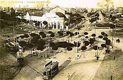 Fotografía histórica de la zona de la plaza en 1898