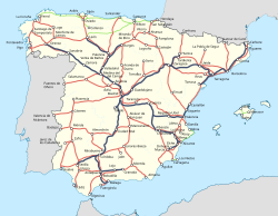 Mapa de la red ferroviaria española