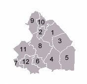 Distribución de municipios en Drente