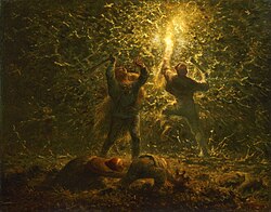 Cazando pájaros de noche de Jean-François Millet
