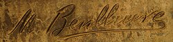 Firma grabada de Mariano Benlliure en el monumento al Marqués de Larios