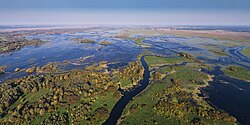 Vista aérea del parque nacional de Ujście Warty en Polonia