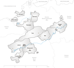 Mapa de los distritos del Cantón de Soleura
