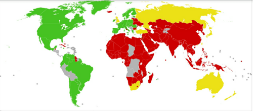 Mapa del estado legal de la pornografía por país
