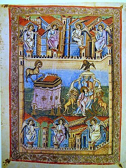 Frontispicio de la Biblia de San Paolo fuori le Mura del siglo IX.
