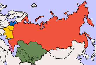 Mapa que muestra la agrupación territorial de las antiguas repúblicas soviéticas