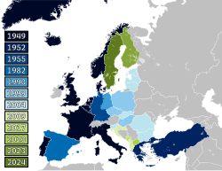Mapa de la expansión de la OTAN tras la disolución de la Unión Soviética.