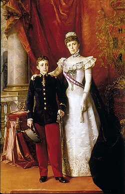 La regente María Cristina con el futuro Alfonso XIII